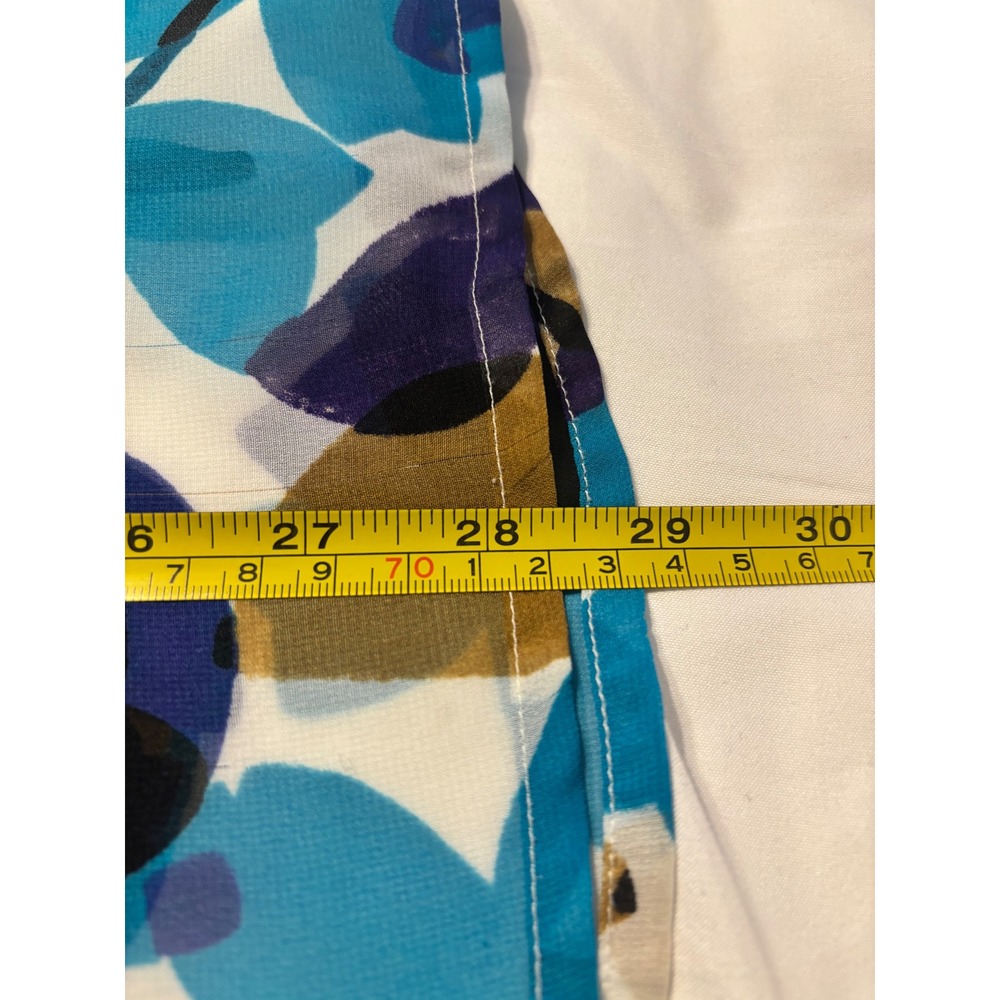 Lane Bryant Blue Floral Chiffon V-Neck Tunic Blouse Long Sleeve Abstract Print - Picture 3 of 6